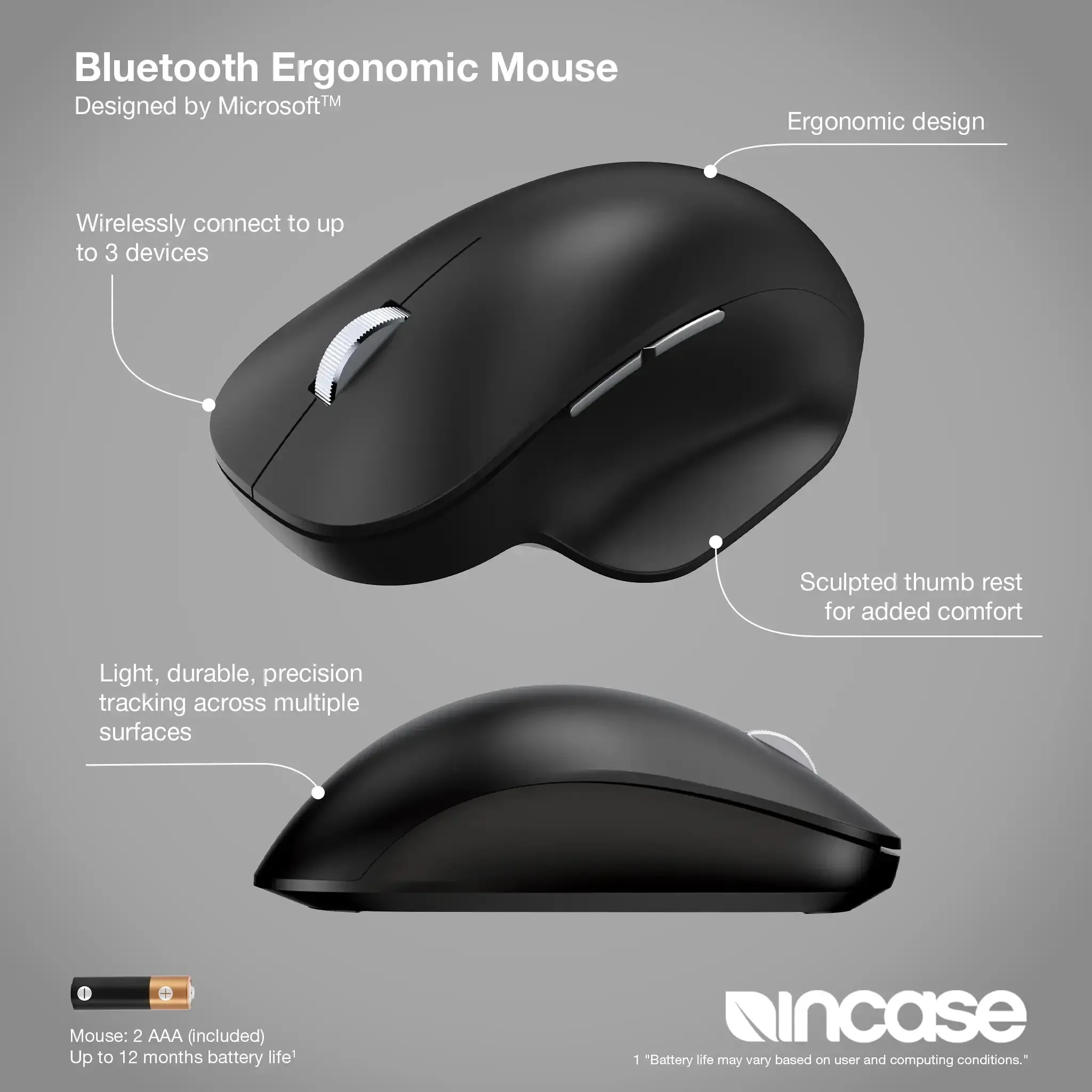 Incase Designed by Microsoft™ Bluetooth Ergonomic Mouse