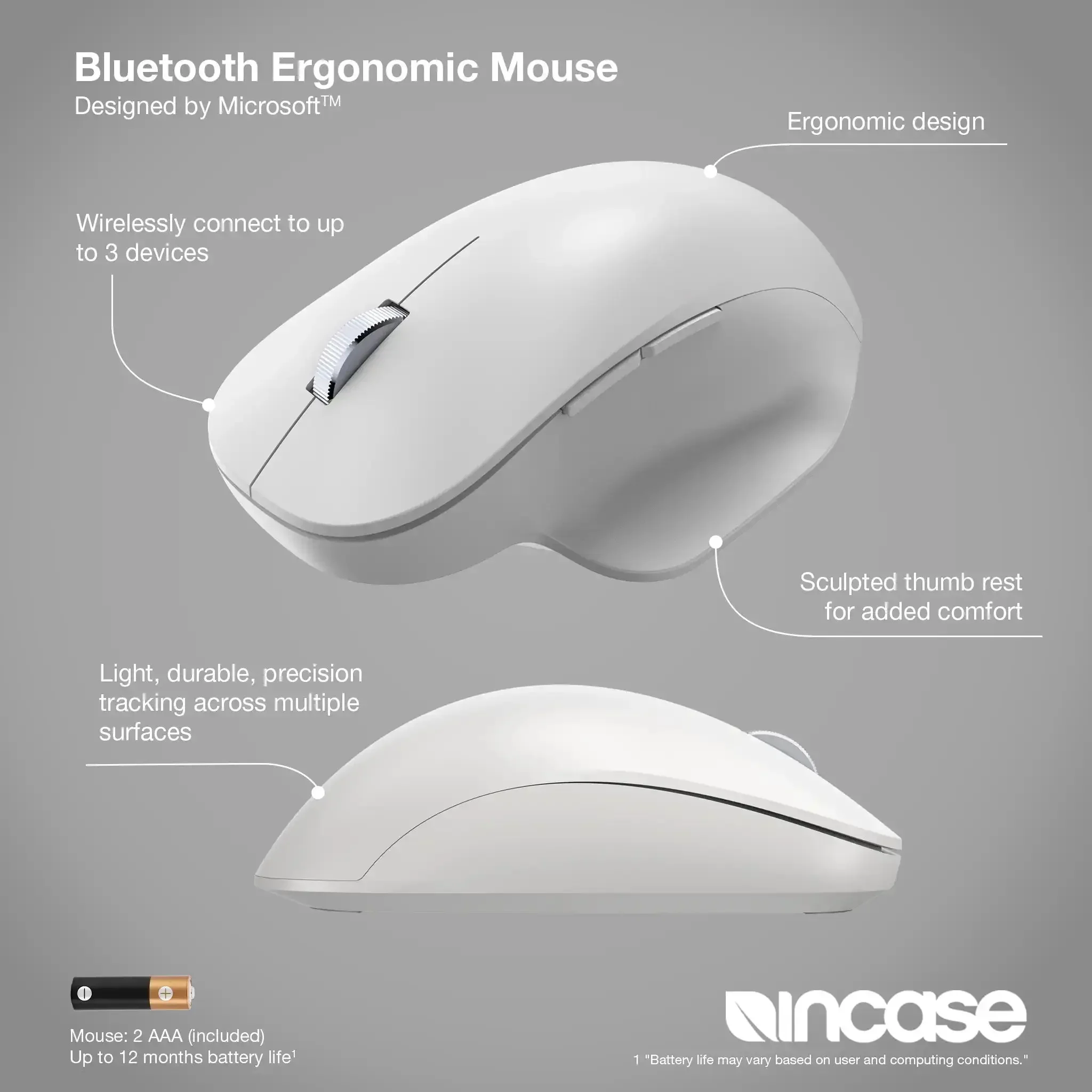 Incase Designed by Microsoft™ Bluetooth Ergonomic Mouse