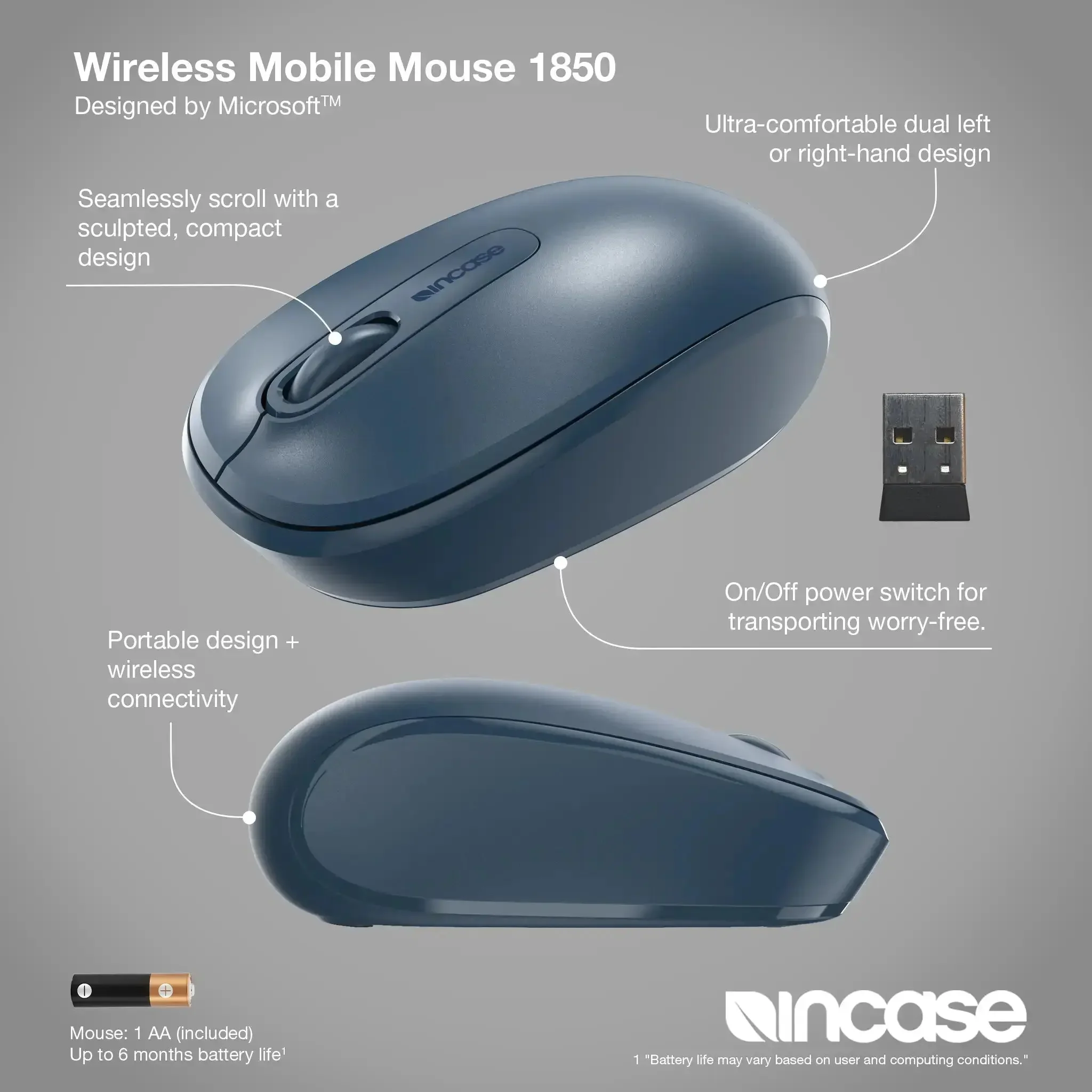 Incase Designed by Microsoft™ Wireless Mobile Mouse 1850