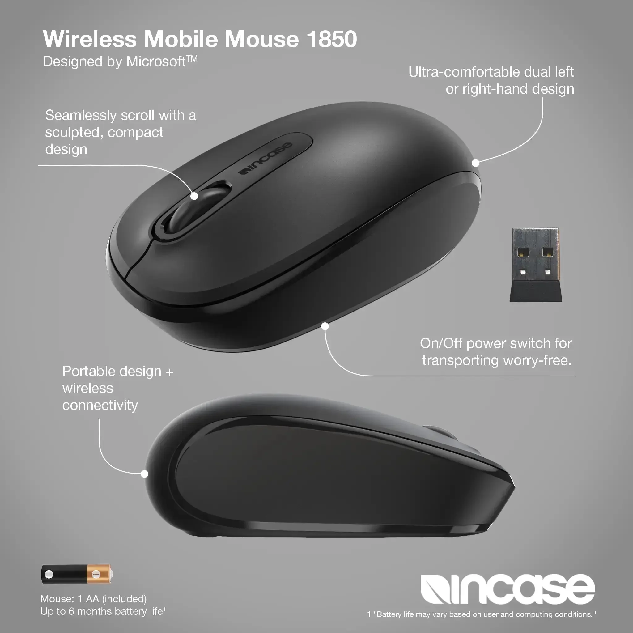 Incase Designed by Microsoft™ Wireless Mobile Mouse 1850